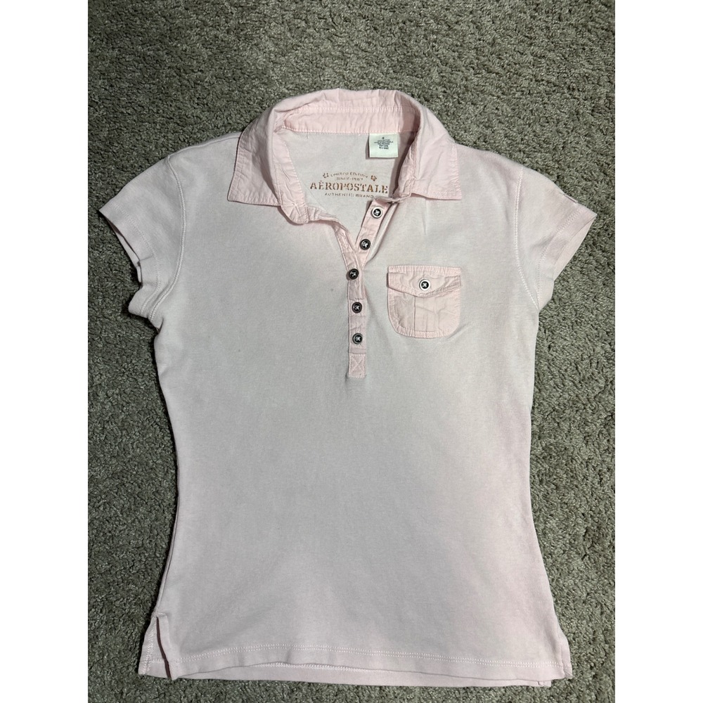 Y2K Aeropostale Womens Pink Short Sleeve Cotton Polo Shirt Size S